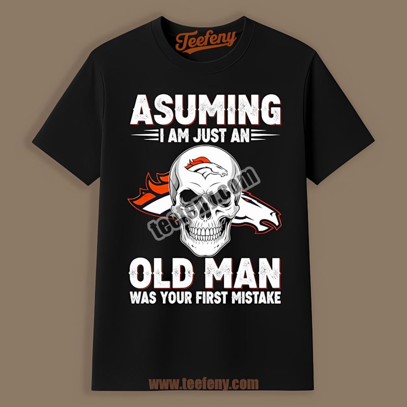 Denver Broncos Skull Old Man Graphic Shirt