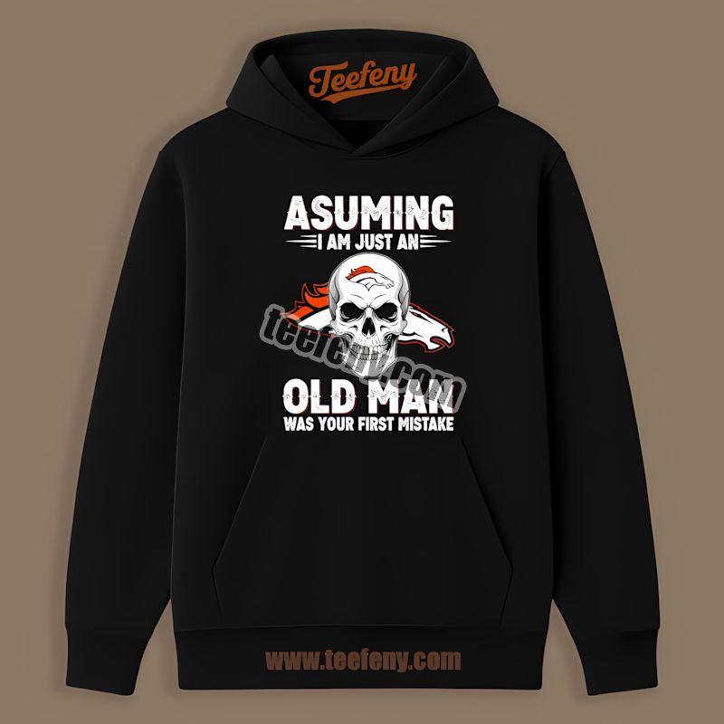 Denver Broncos Skull Old Man Graphic Hoodie Denver Broncos Skull Old Man Graphic Hoodie