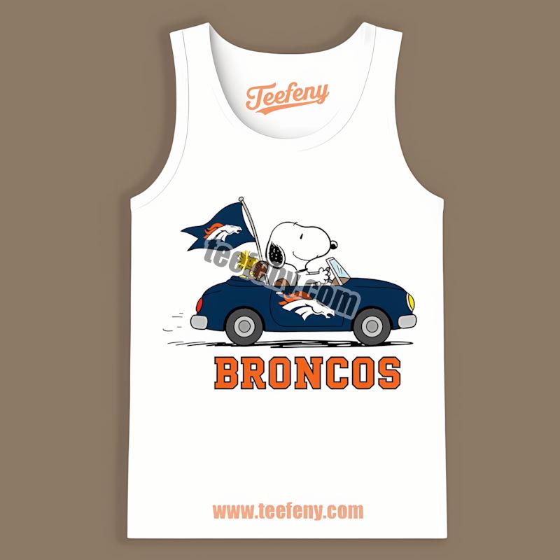 Denver Broncos Snoopy Driving Car Regular Tanktop Denver Broncos Snoopy Driving Car Regular Tanktop