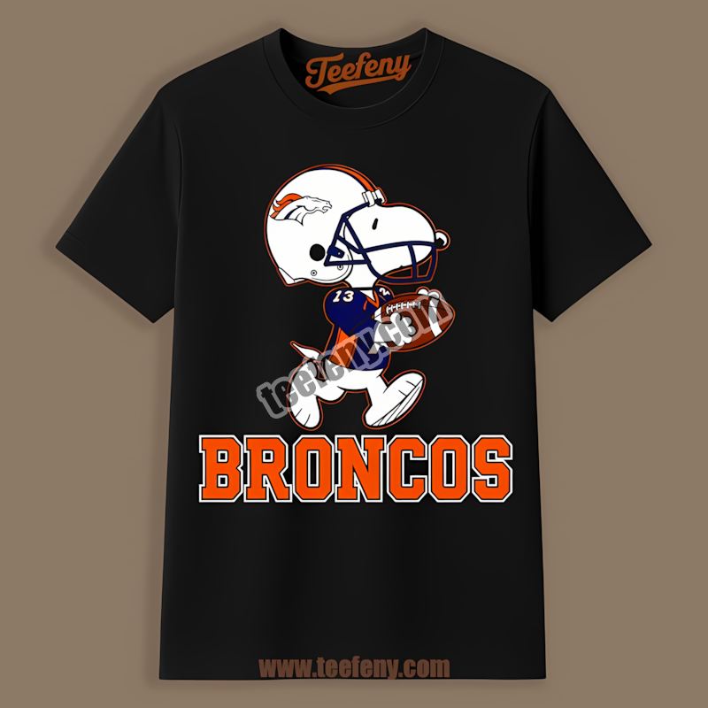 Denver Broncos Snoopy Football Running Adults Shirt