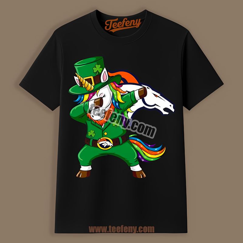 Denver Broncos St Patricks Day Vs Dabbing Unicorn Shirt