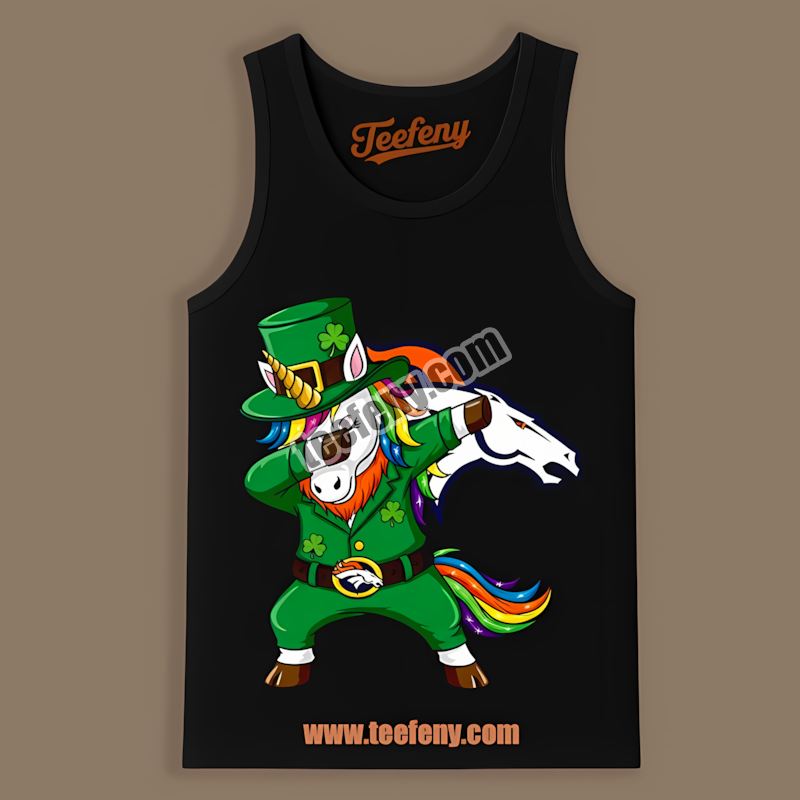 Denver Broncos St Patricks Day Vs Dabbing Unicorn Tanktop Denver Broncos St Patricks Day Vs Dabbing Unicorn Tanktop