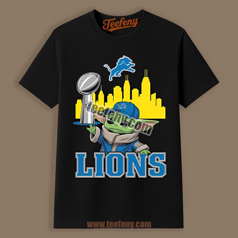 Detroit Lions Baby Yoda Holding Super Bowl Cup Vintage Shirt