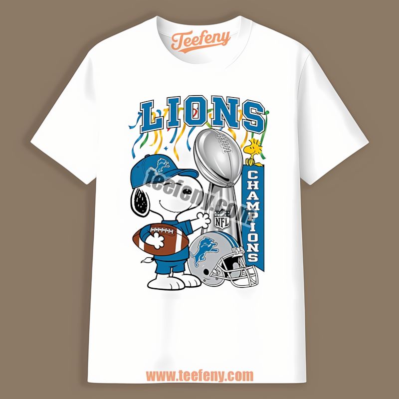 Detroit Lions Champions Snoopy Celebration Vintage Shirt