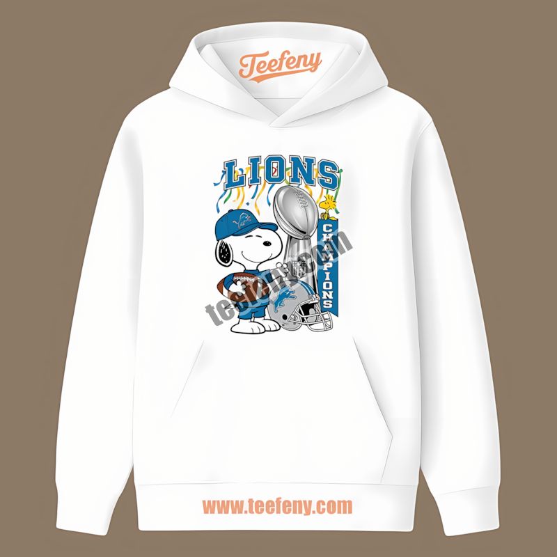 Detroit Lions Champions Snoopy Celebration Vintage Hoodie Detroit Lions Champions Snoopy Celebration Vintage Hoodie