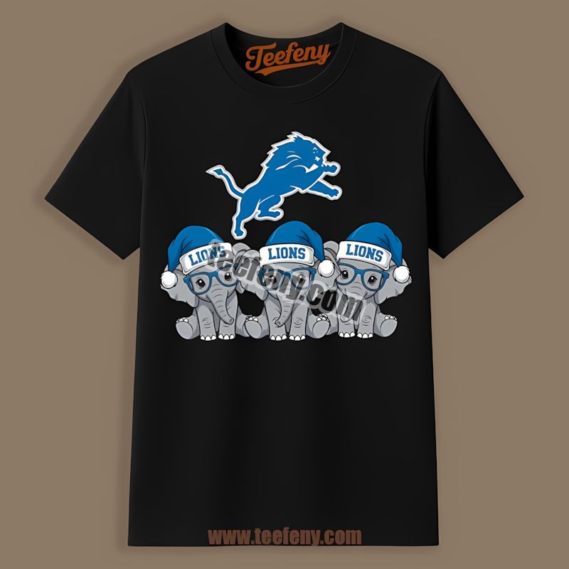 Detroit Lions Christmas Elephants Adults Shirt