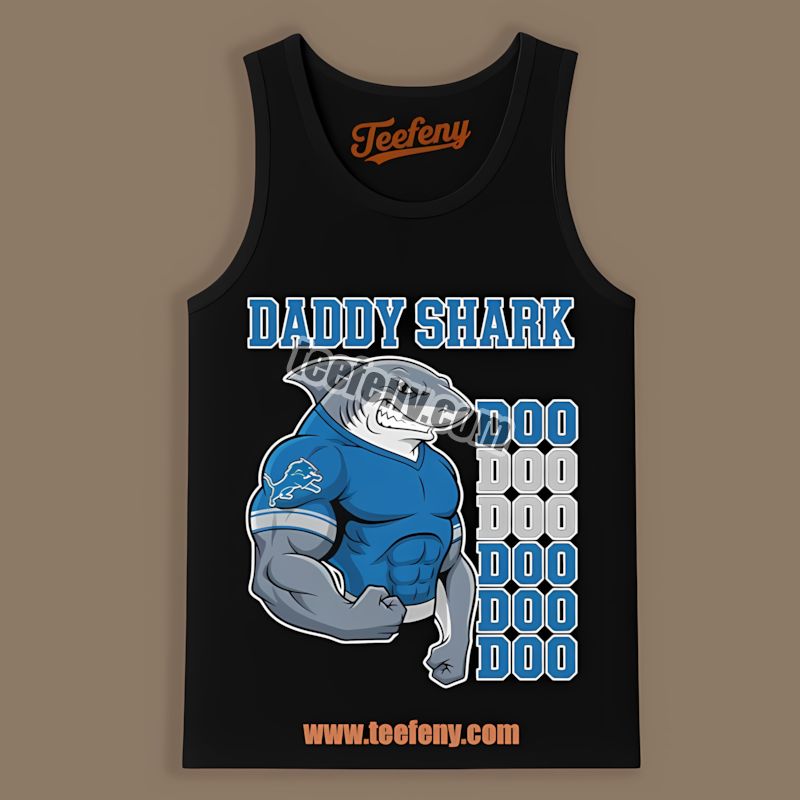 Detroit Lions Daddy Shark Retro Tanktop Detroit Lions Daddy Shark Retro Tanktop