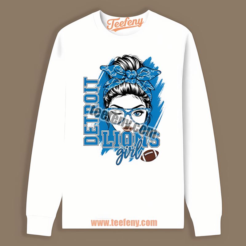 Detroit Lions Girl Graphic Long Sleeve For Fan Detroit Lions Girl Graphic Long Sleeve For Fan