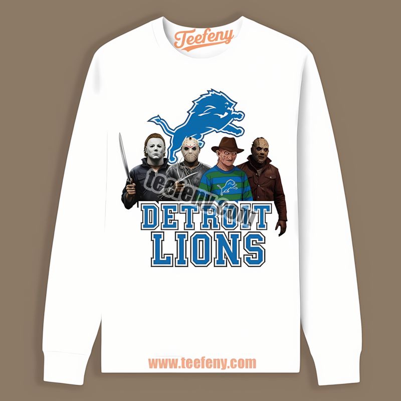 Detroit Lions Halloween Horror Killers Cotton Long Sleeve Detroit Lions Halloween Horror Killers Cotton Long Sleeve