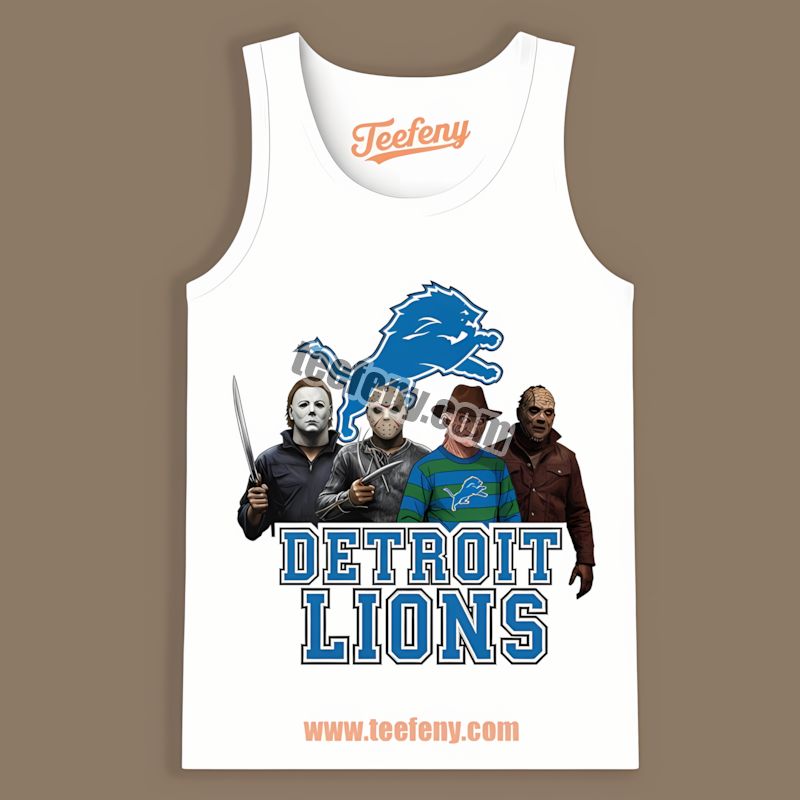 Detroit Lions Halloween Horror Killers Cotton Tanktop Detroit Lions Halloween Horror Killers Cotton Tanktop