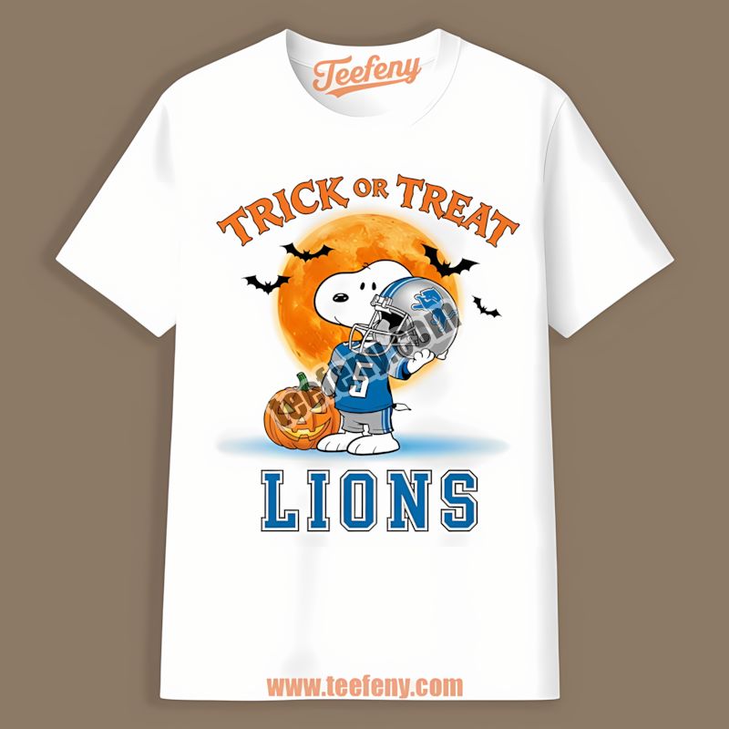 Detroit Lions Halloween Snoopy Trick Or Treat Adults Shirt