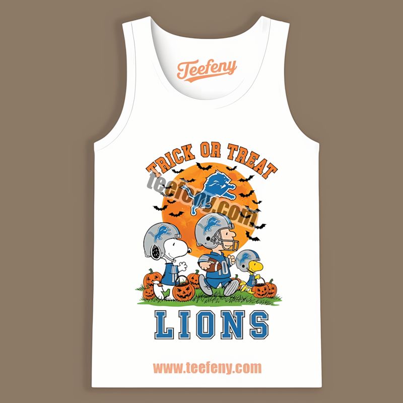 Detroit Lions Halloween Trick Or Treat Charlie Brown Snoopy Adults Tanktop Detroit Lions Halloween Trick Or Treat Charlie Brown Snoopy Adults Tanktop