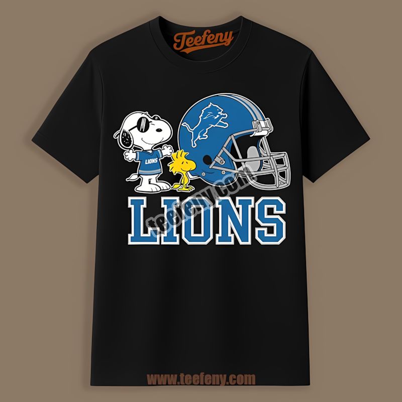 Detroit Lions Helmet Vs Snoopy And Woodstock Regular Shirt