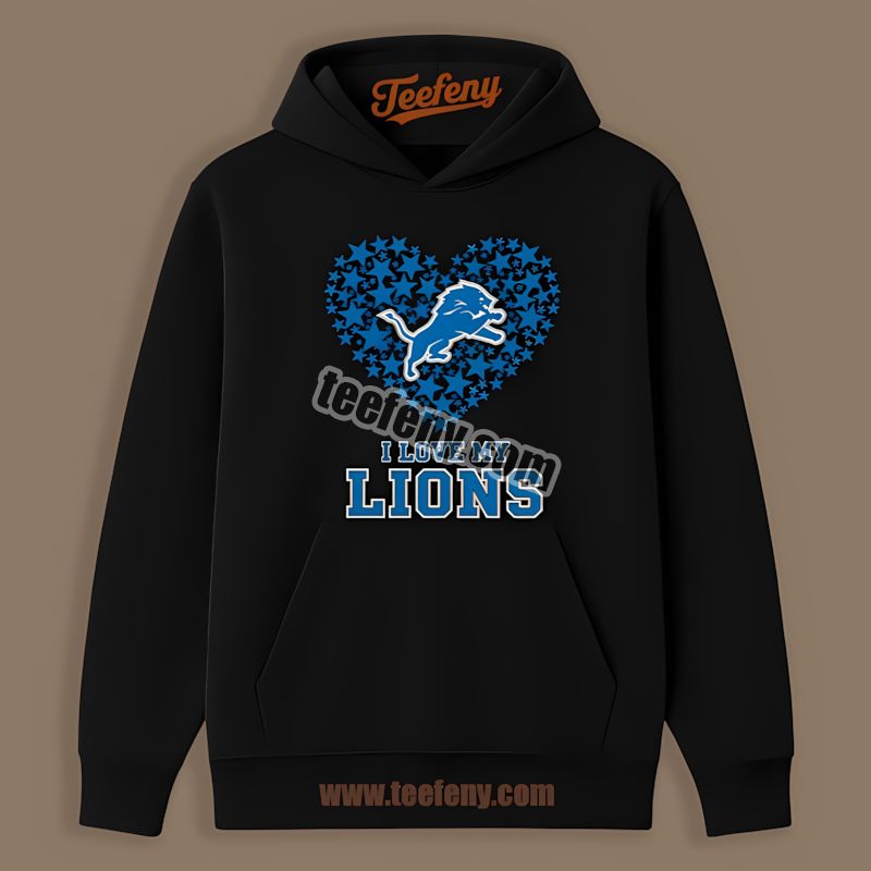 Detroit Lions I Love My Lions Heart Color Hoodie Detroit Lions I Love My Lions Heart Color Hoodie
