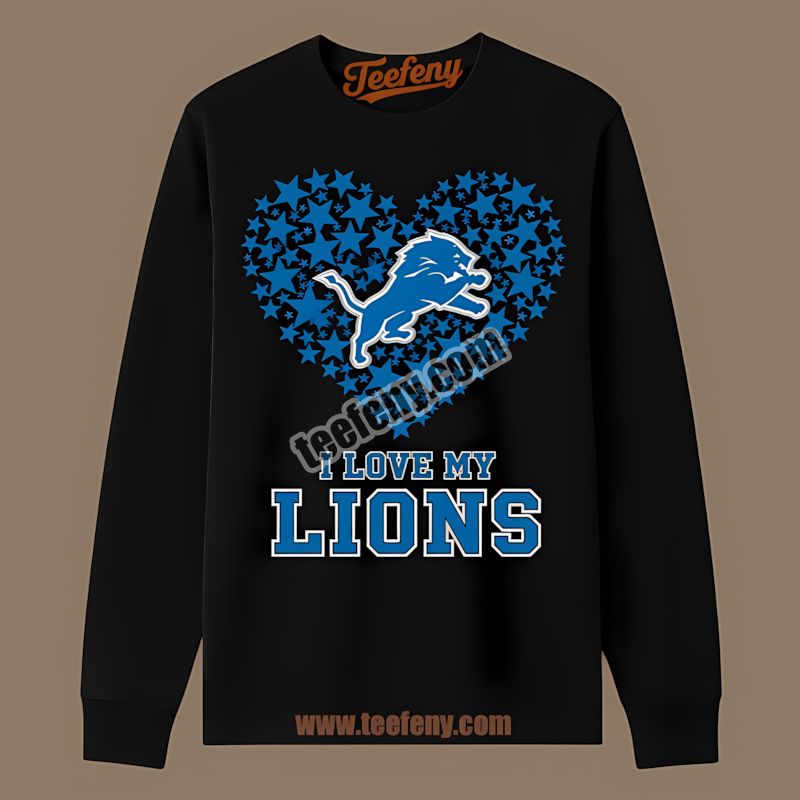 Detroit Lions I Love My Lions Heart Color Long Sleeve Detroit Lions I Love My Lions Heart Color Long Sleeve