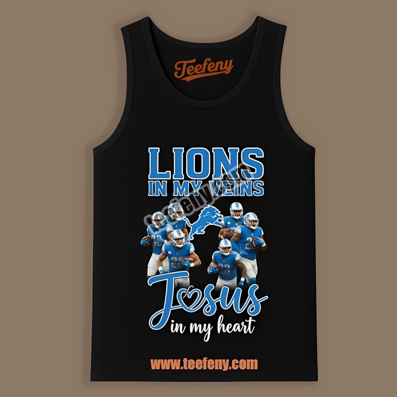 Detroit Lions In My Veins Jesus In My Heart Adults Tanktop Detroit Lions In My Veins Jesus In My Heart Adults Tanktop