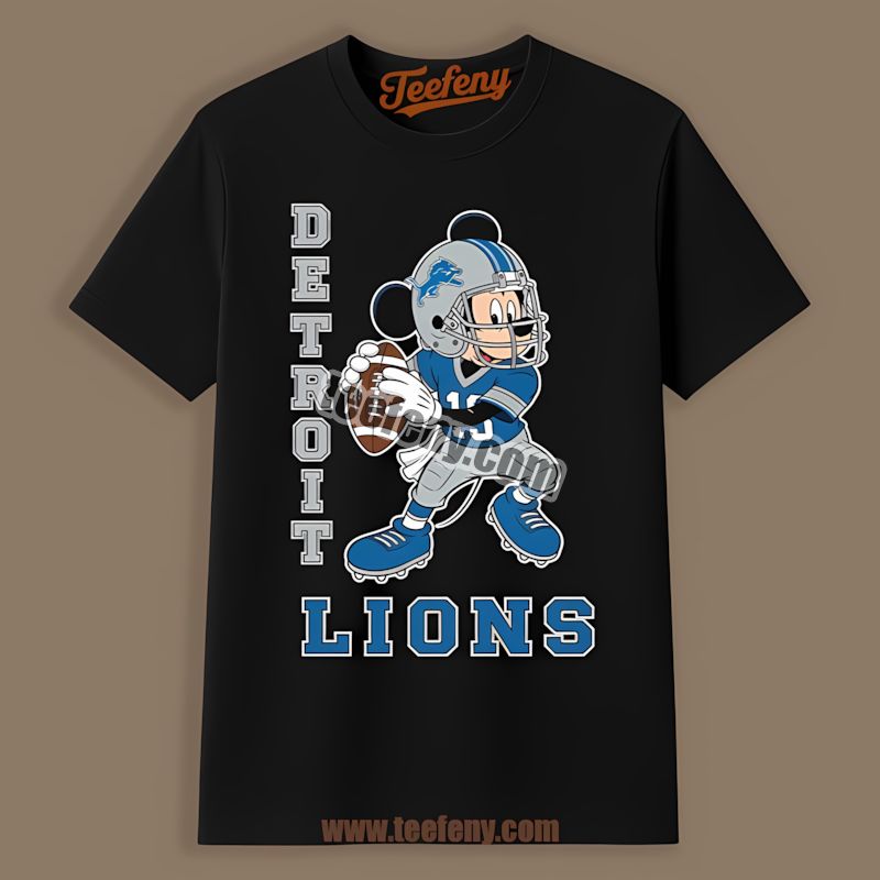Detroit Lions Mickey Quarterback Football Graphic Shirt