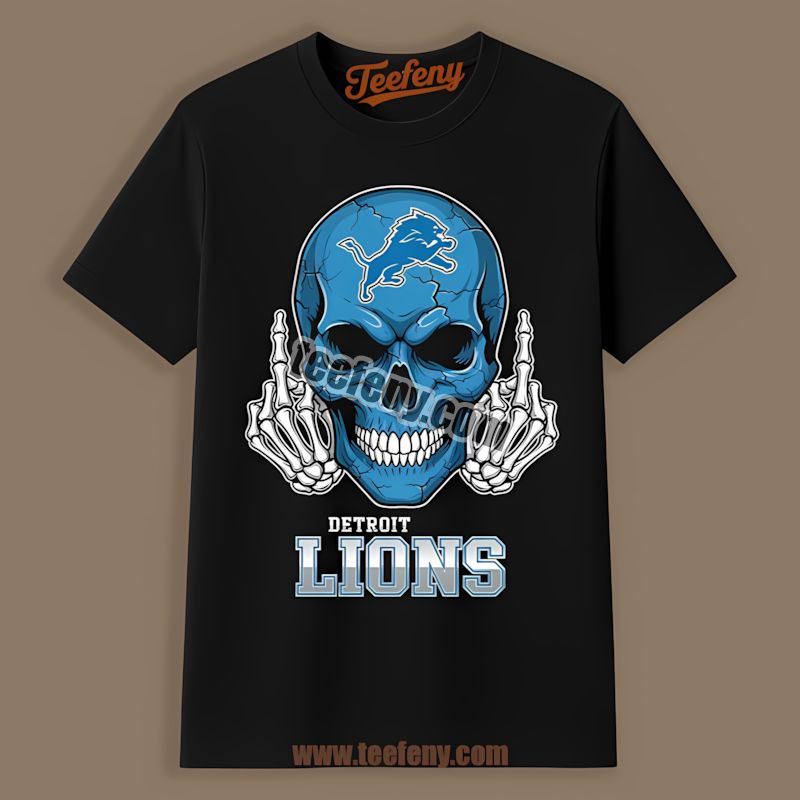 Detroit Lions Skull Middle Finger Vintage Shirt