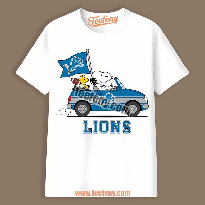 Detroit Lions Snoopy Driving Car Vintage Shirt
