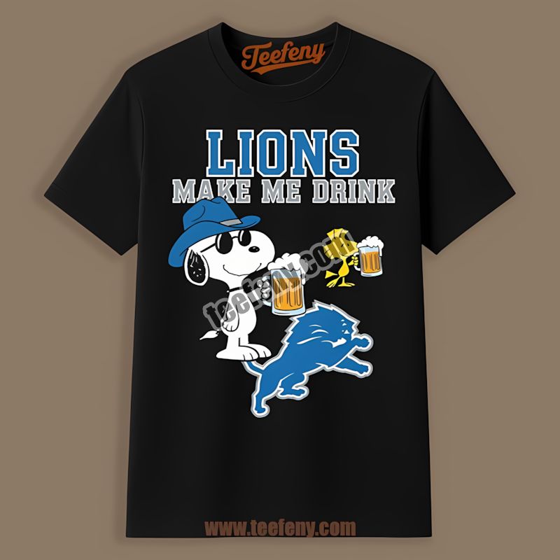 Detroit Lions Snoopy Make Me Drink Vintage Shirt