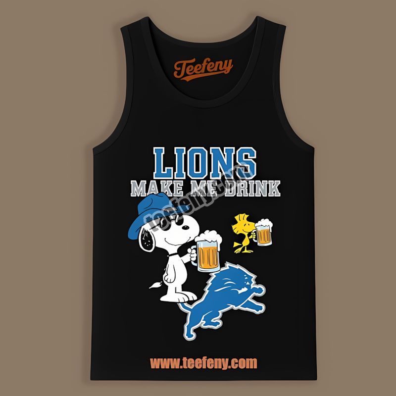 Detroit Lions Snoopy Make Me Drink Vintage Tanktop Detroit Lions Snoopy Make Me Drink Vintage Tanktop