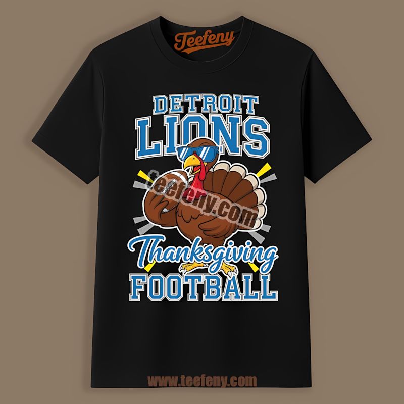 Detroit Lions Thanksgiving Football Turkey Graphic Shirt