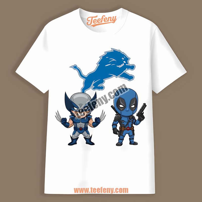 Detroit Lions Wolverine Deadpool Superhero Color Shirt