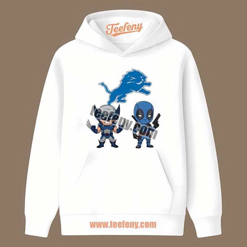 Detroit Lions Wolverine Deadpool Superhero Color Hoodie Detroit Lions Wolverine Deadpool Superhero Color Hoodie