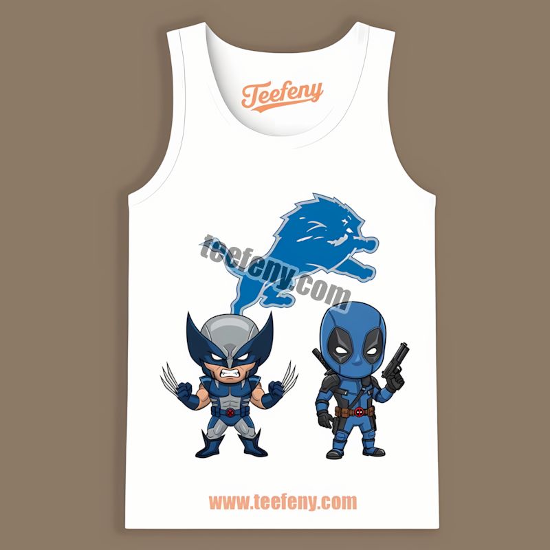 Detroit Lions Wolverine Deadpool Superhero Color Tanktop Detroit Lions Wolverine Deadpool Superhero Color Tanktop