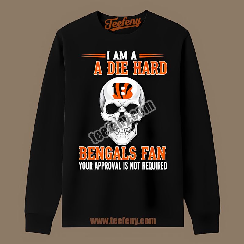 Die Hard Cincinnati Bengals Fan Skull Color Long Sleeve Die Hard Cincinnati Bengals Fan Skull Color Long Sleeve