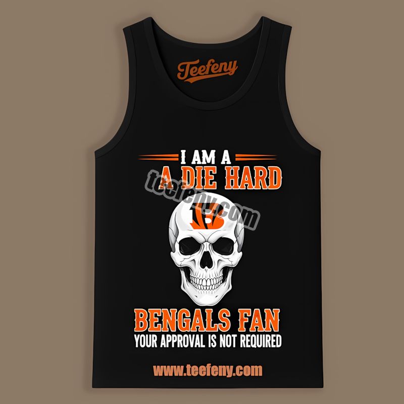 Die Hard Cincinnati Bengals Fan Skull Color Tanktop Die Hard Cincinnati Bengals Fan Skull Color Tanktop
