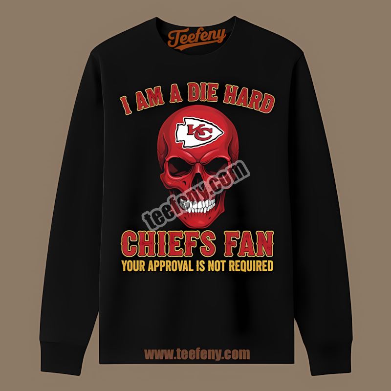 Die Hard Kansas City Chiefs Fan Skull Cotton Long Sleeve Die Hard Kansas City Chiefs Fan Skull Cotton Long Sleeve