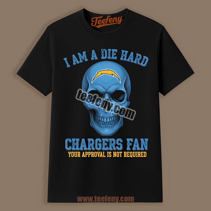 Die Hard Los Angeles Chargers Fan Skull Color Shirt
