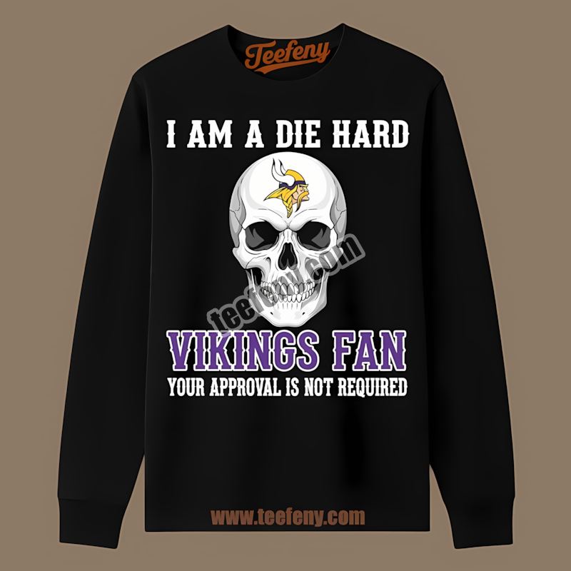 Die Hard Minnesota Vikings Fan Skull Graphic Long Sleeve Die Hard Minnesota Vikings Fan Skull Graphic Long Sleeve