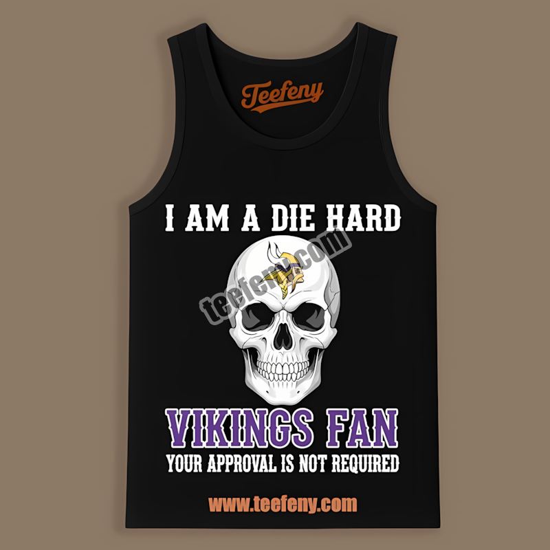 Die Hard Minnesota Vikings Fan Skull Graphic Tanktop Die Hard Minnesota Vikings Fan Skull Graphic Tanktop