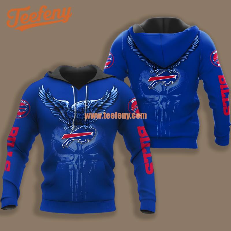 Eagle Skull Buffalo Bills Blue 3D Women Shirt Hoodie