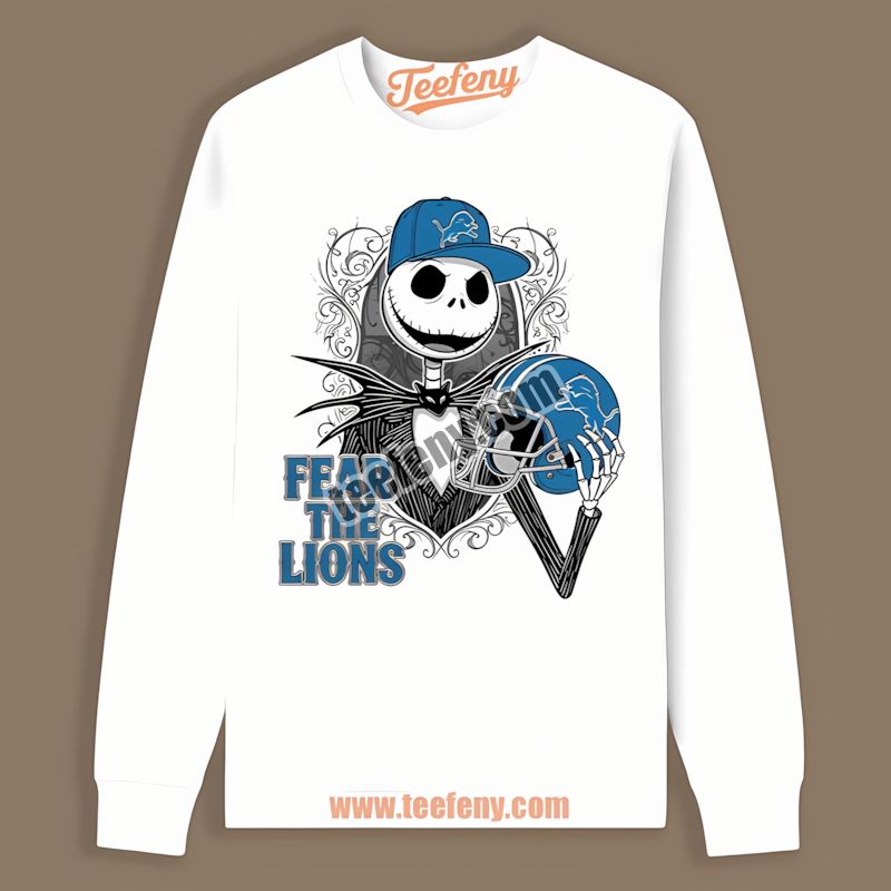 Fear The Detroit Lions Jack Skellington Cotton Long Sleeve Fear The Detroit Lions Jack Skellington Cotton Long Sleeve