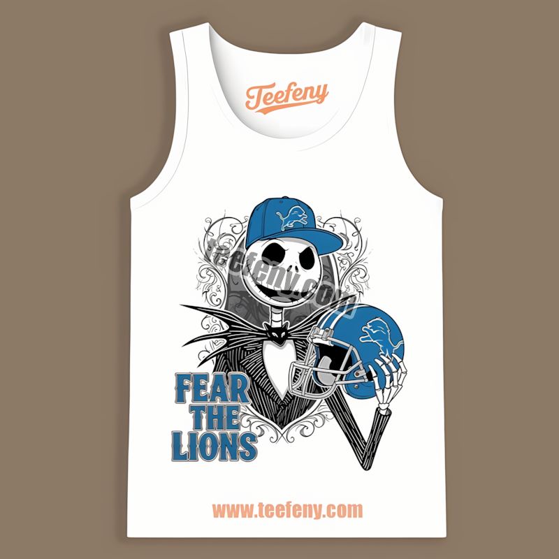 Fear The Detroit Lions Jack Skellington Cotton Tanktop Fear The Detroit Lions Jack Skellington Cotton Tanktop