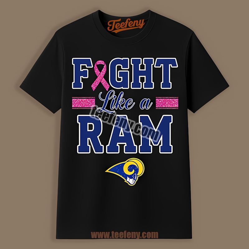 Fight Los Angeles Rams Like A Cowboy Breast Cancer Awareness Shirt