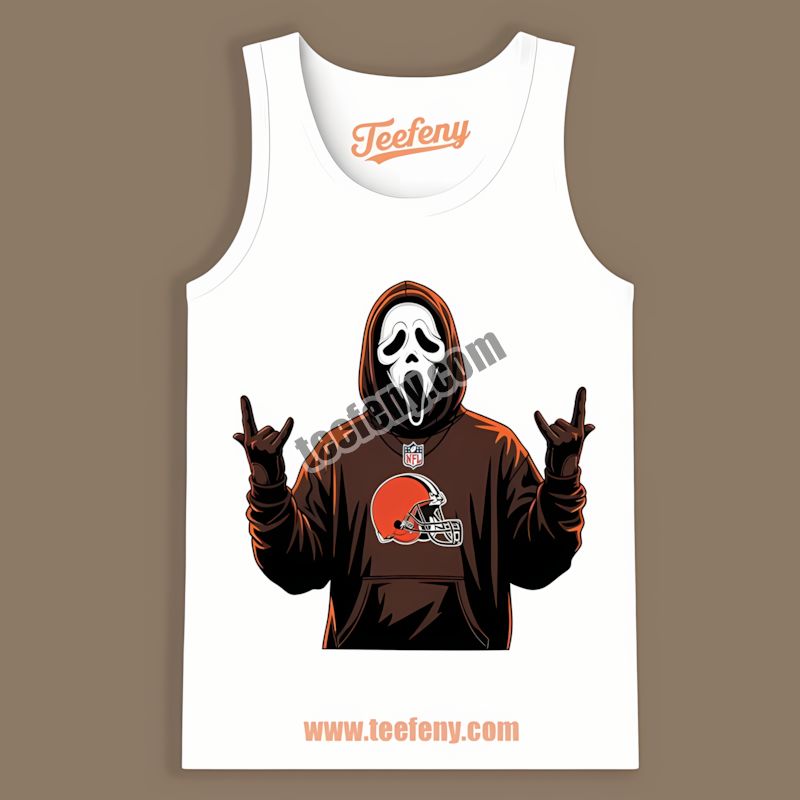 Ghostface Cleveland Browns Spooky Halloween Tanktop Ghostface Cleveland Browns Spooky Halloween Tanktop