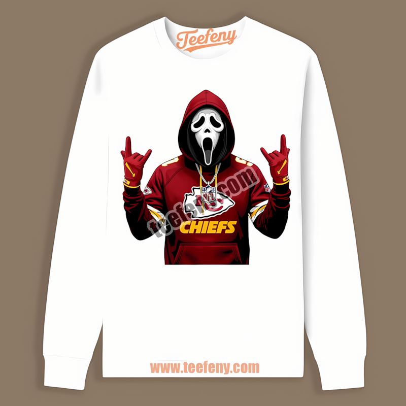 Ghostface Kansas City Chiefs Spooky Sports Long Sleeve Ghostface Kansas City Chiefs Spooky Sports Long Sleeve