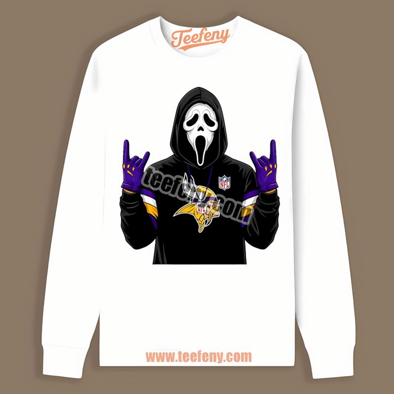Ghostface Minnesota Vikings Spooky Cotton Long Sleeve Ghostface Minnesota Vikings Spooky Cotton Long Sleeve
