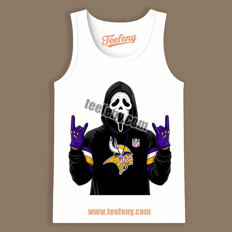 Ghostface Minnesota Vikings Spooky Cotton Tanktop Ghostface Minnesota Vikings Spooky Cotton Tanktop