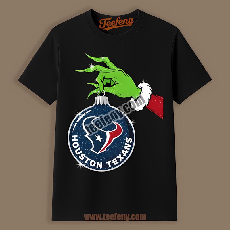 Grinch Hand Holding Houston Texans Ornament Adults Shirt