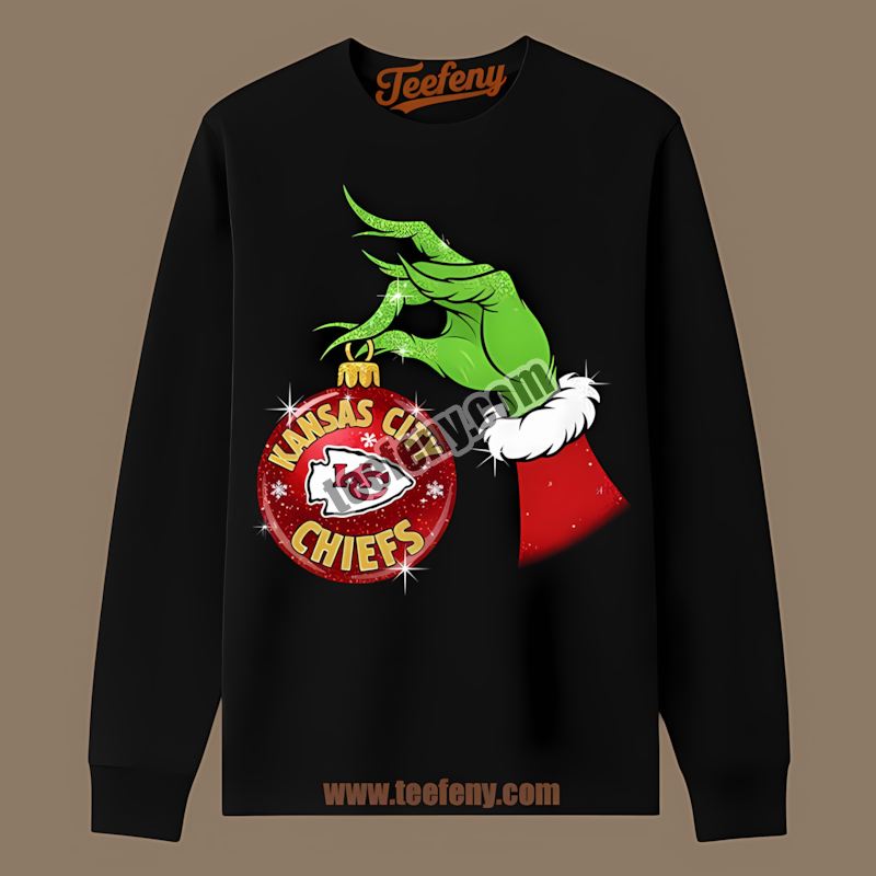 Grinch Hand Holding Kansas City Chiefs Ornament Classic Long Sleeve Grinch Hand Holding Kansas City Chiefs Ornament Classic Long Sleeve