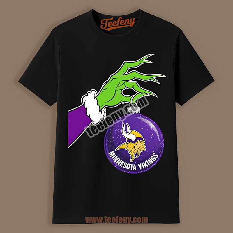 Grinch Hand Holding Minnesota Vikings Ornament Trendy Shirt