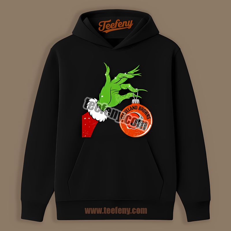Grinch Holding Cleveland Browns Ornament Vintage Hoodie Grinch Holding Cleveland Browns Ornament Vintage Hoodie