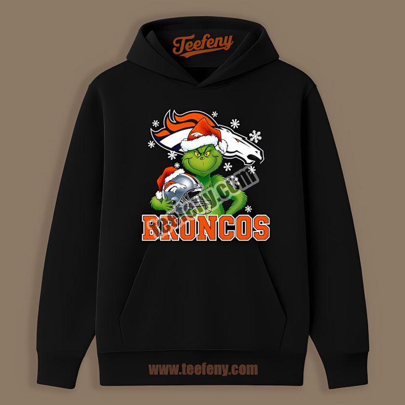 Grinch Holding Denver Broncos Helmet Trendy Hoodie Grinch Holding Denver Broncos Helmet Trendy Hoodie