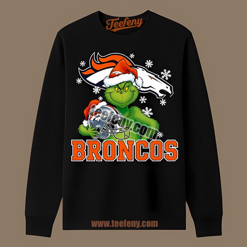 Grinch Holding Denver Broncos Helmet Trendy Long Sleeve Grinch Holding Denver Broncos Helmet Trendy Long Sleeve