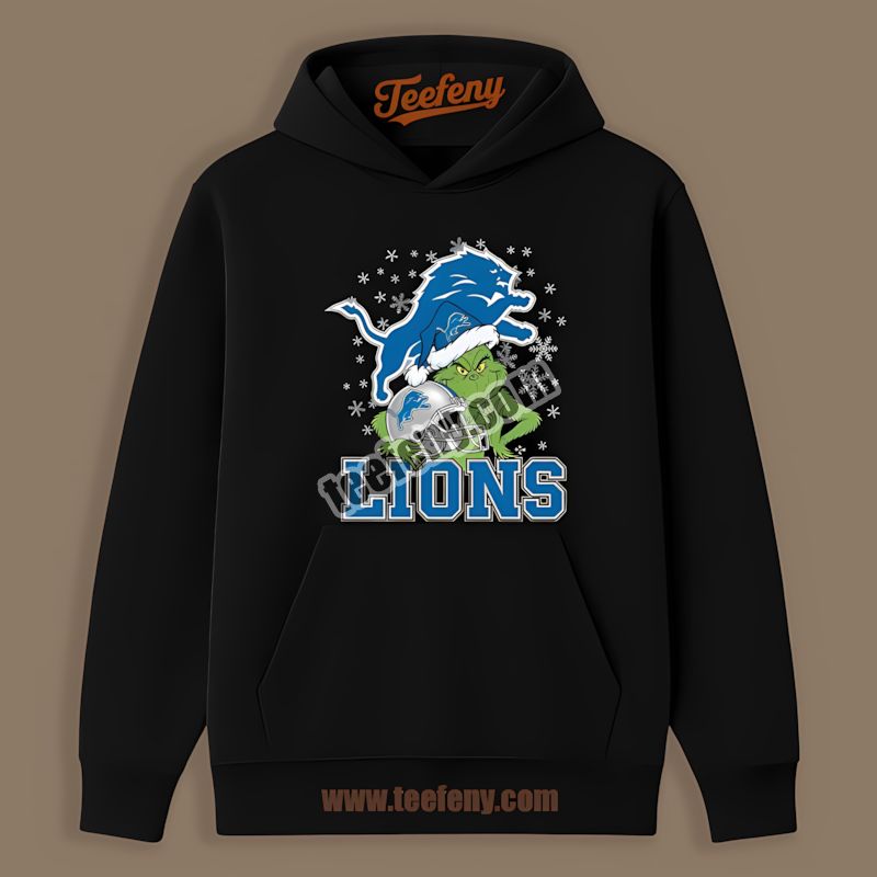 Grinch Holding Detroit Lions Helmet Sports Hoodie Grinch Holding Detroit Lions Helmet Sports Hoodie